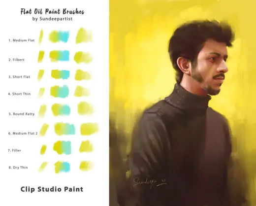 Oil Painting Flat Brushes for Clip Studio Paint — Clip Studio Paint brush