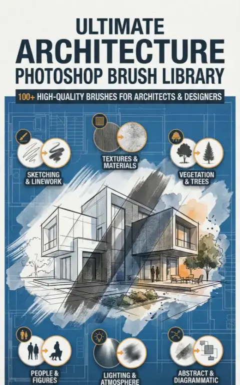 100+ Architecture Photoshop Brush Library | Trees, People & Entourage — Photoshop brush