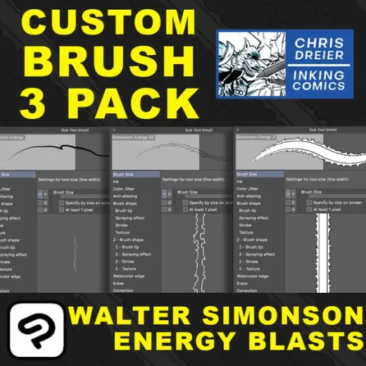 Walter Simonson Energy Custom Brush Pack (Clip Studio Paint Brushes) — Clip Studio Paint brush