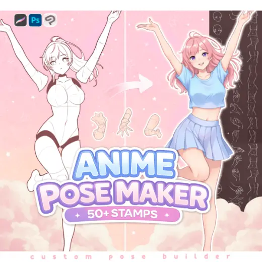 Free Custom Pose Maker Stamps – Character Builder Body Parts for Procreate, Photoshop, Clip Studio — Procreate, Photoshop & Clip Studio Paint brush