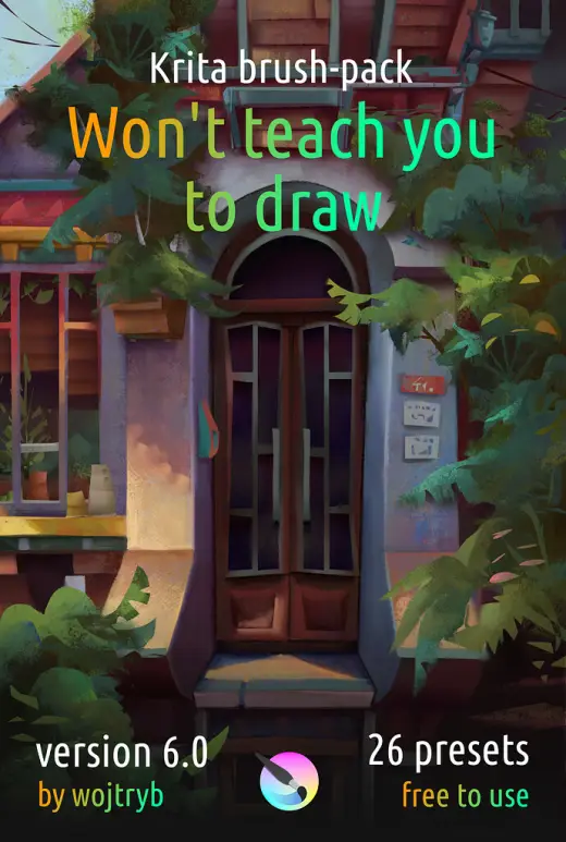 Version 6.0 of wojtryb's "Wont teach you to draw" brushpack relased — Krita brush