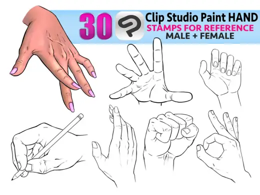 Clip Studio Paint Hand Stamps - 30 Custom Brushes - Comic Style — Clip Studio Paint brush