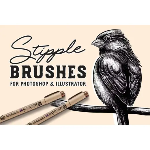 Stipple Brush Set｜Photoshop＆Illustrator対応 点描（ドット）ブラシ62種 — Photoshop brush