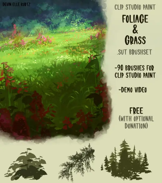 Clip Studio Foliage Brushset — Procreate brush