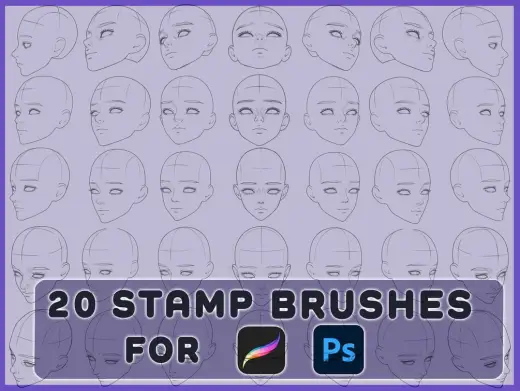 Female Head Base Stamp Brush For Procreate and Photoshop — Procreate & Photoshop brush
