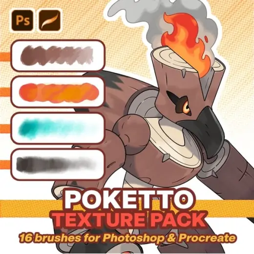 Poketto Texture Pack Digital Brush Set (for PhotoShop and Procreate!) — Procreate & Photoshop brush
