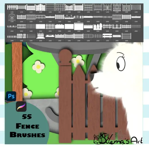 PROCREATE/PHOTOSHOP - Fence brushset — Procreate & Photoshop brush