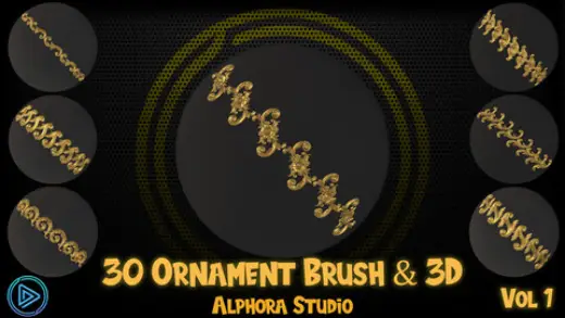 30 High-Quality Ornament Brush & 3D Model (OBJ+ZBP) | Vol 1 — Photoshop brush