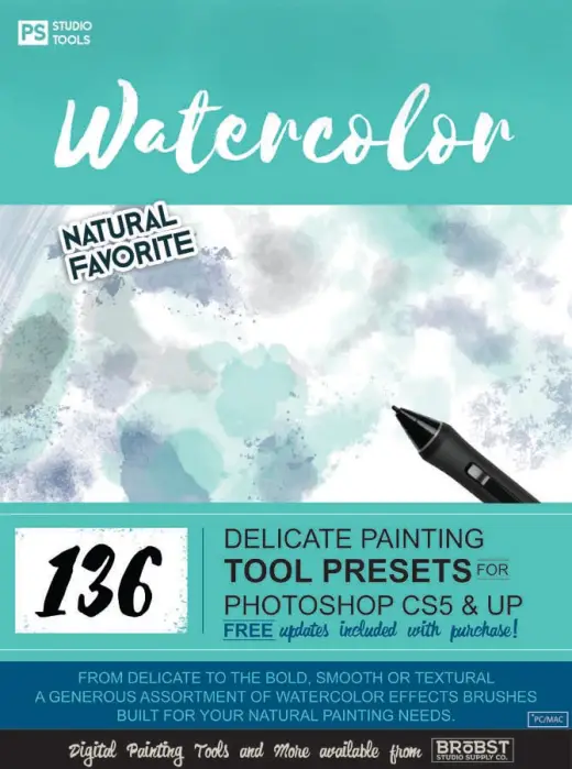 Watercolor Brush Tool Presets for Photoshop CS5 + (CC) — Photoshop brush
