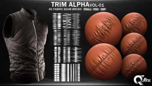 Trim Alpha VOL01-40 Fabric Seam Brush — Photoshop brush