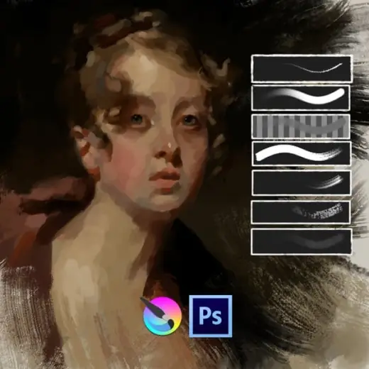 Simple Portrait Brush Set — Photoshop & Krita brush