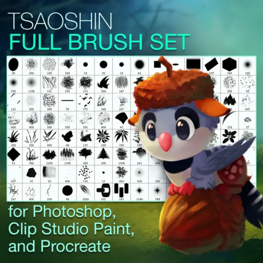 TsaoShin Full Brush Set (Photoshop, CSP, Procreate) — Procreate, Photoshop & Clip Studio Paint brush
