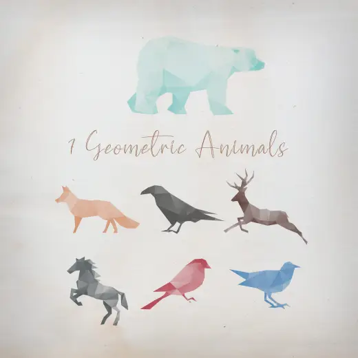 7 Geometric Animals — Procreate, Photoshop & Krita brush