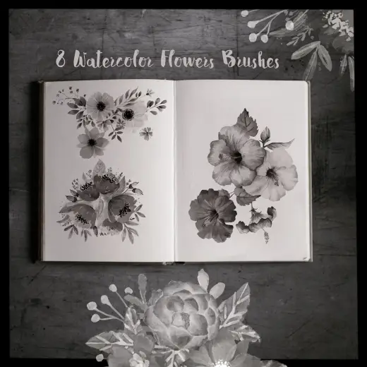 8 Watercolor Flowers Brushes — Procreate, Photoshop & Krita brush