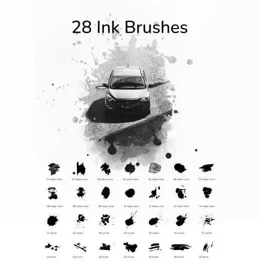 28 Ink Brushes — Procreate, Photoshop & Krita brush