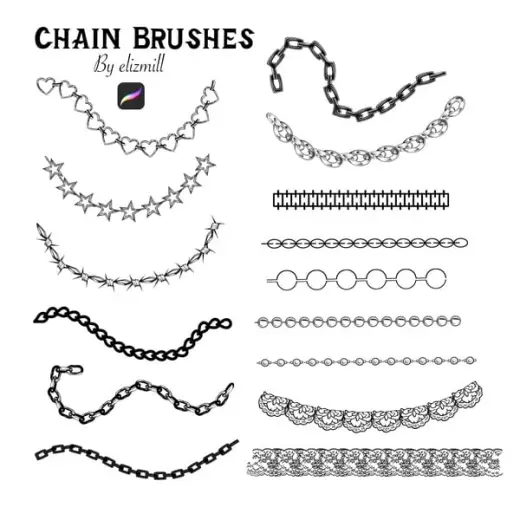 ⛓️ 15 Chain Brushes by Elizmill only for PROCREATE — Procreate brush