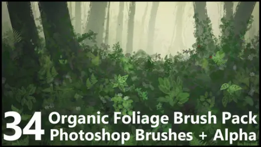 34 Organic Foliage Brush Pack- Photoshop Brushes + Alpha -Vol. 01 — Photoshop brush