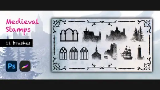Medieval stamps set | Ps / Procreate — Procreate & Photoshop brush