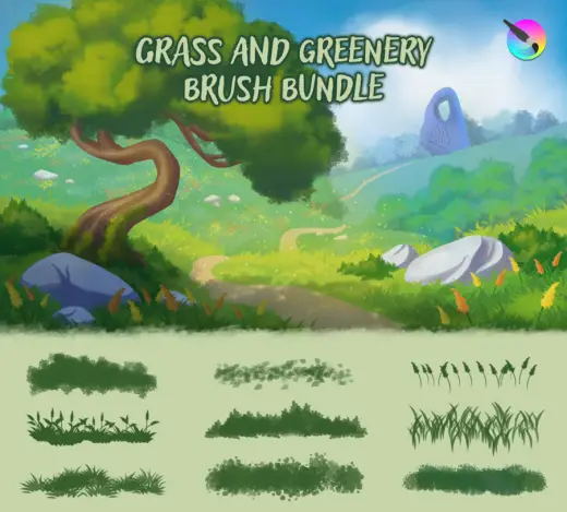 Grass and Greenery brush bundle — Krita brush