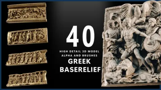 40 Greek Bas-Relief Ornaments & Trim - Vol. 1 (4K Alpha & Brush Pack) — Photoshop brush