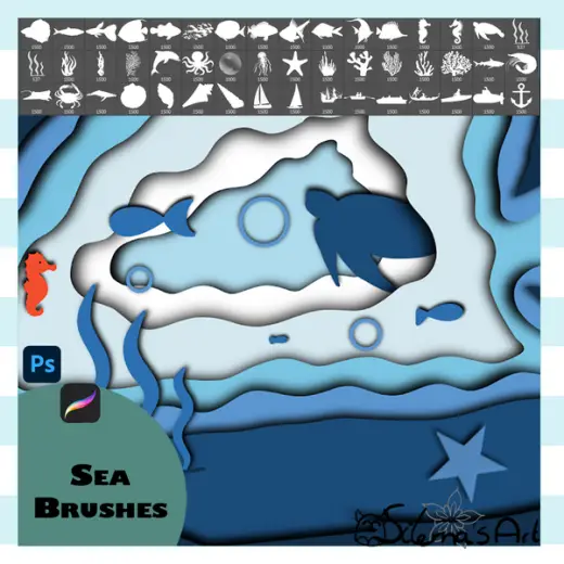 PROCREATE/PHOTOSHOP - Sealife Brushset — Procreate & Photoshop brush