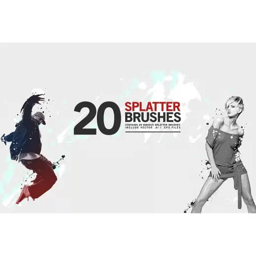 20 Splatter Brushes｜Photoshop・Illustrator対応 ABR・AI・EPS素材 — Photoshop brush
