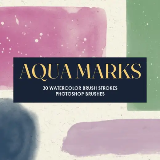 Aqua Marks: 30 Watercolor Brush Strokes Photoshop Brushes — Photoshop brush