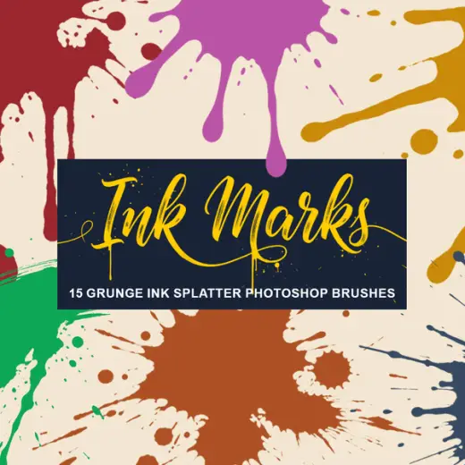 Ink Marks: 15 Grunge Ink Splatter Photoshop Brushes — Photoshop brush