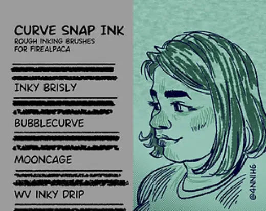 4nnih6's Curve Snap Ink - free inking brushes [Firealpaca, Krita, bitmap] — Krita brush