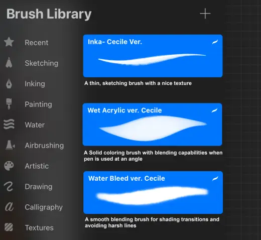 ALL CECILE CUSTOM BRUSHES (Sai, CSP, Procreate) — Procreate & Clip Studio Paint brush