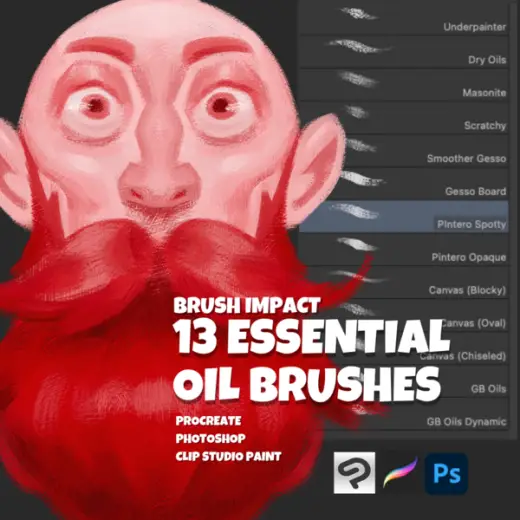 Oil Brushes for Procreate, Photoshop, Clip Studio by Brush Impact — Procreate, Photoshop & Clip Studio Paint brush
