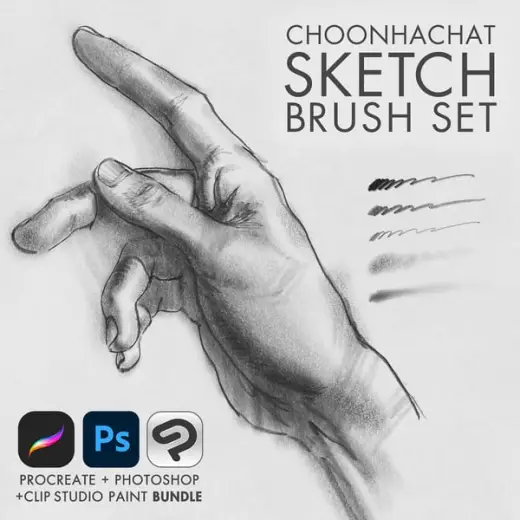 Choonhachat SKETCH - Procreate/Photoshop/CS Paint Pencil Brush Set — Procreate, Photoshop & Clip Studio Paint brush