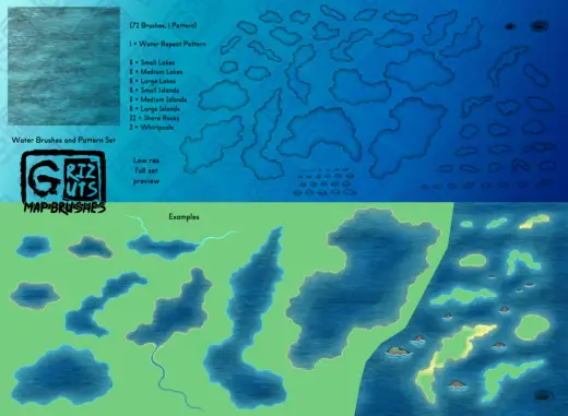 Grizguts Map Brushes - Waters — Photoshop brush