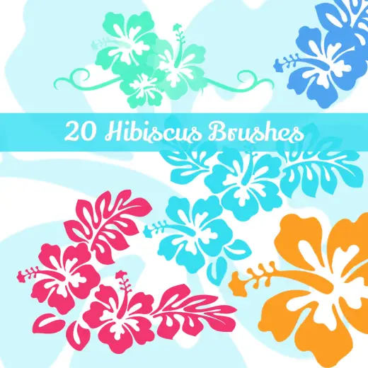 20 Hibiscus Flowers PS Brushes — Procreate, Photoshop & Krita brush