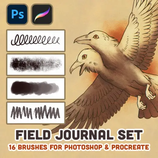 Field Journal Digital Brush Set (for PhotoShop & Procreate!) — Procreate & Photoshop brush