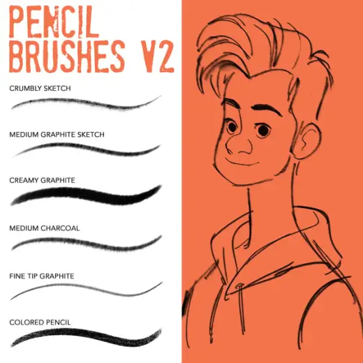 Pencil Brushes for Photoshop & Procreate: Vol. 2 — Procreate & Photoshop brush