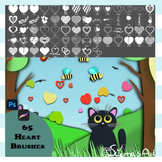 PROCREATE/PHOTOSHOP - Heart brush pack — Procreate & Photoshop brush