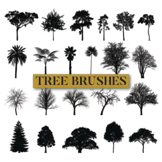 22 Architectural Tree Silhouettes — Photoshop Brushes + Vector Pack — Photoshop brush