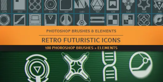 100 Retro Futuristic Icon PS Brushes — Photoshop brush