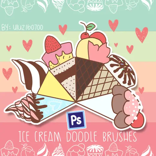 Ice Cream Doodles — Procreate, Photoshop & Krita brush