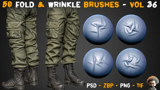 50 Fold & Wrinkle Brushes - Vol 36 — Photoshop brush