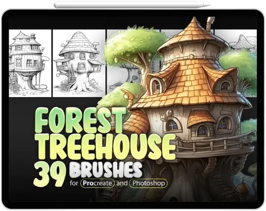 39 Forest Treehouse Brushes Collection for Procreate and Photoshop — Procreate & Photoshop brush