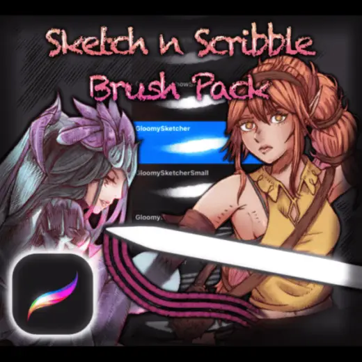 GloomySundae's Sketch n Skribble Brush Pack — Procreate, Photoshop & Clip Studio Paint brush