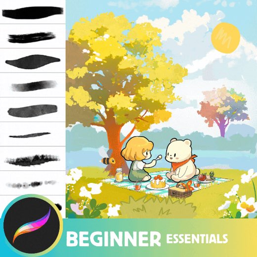 FREE Beginner Brushes, Essential Easy Procreate Beginner Brush Pack - 53 Brushes for Characters & Backgrounds for Anime, — Procreate brush