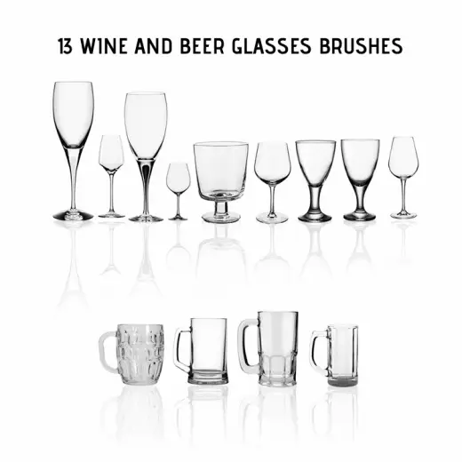 Wine Glasses and Beer Mugs PS Brushes — Procreate, Photoshop & Krita brush