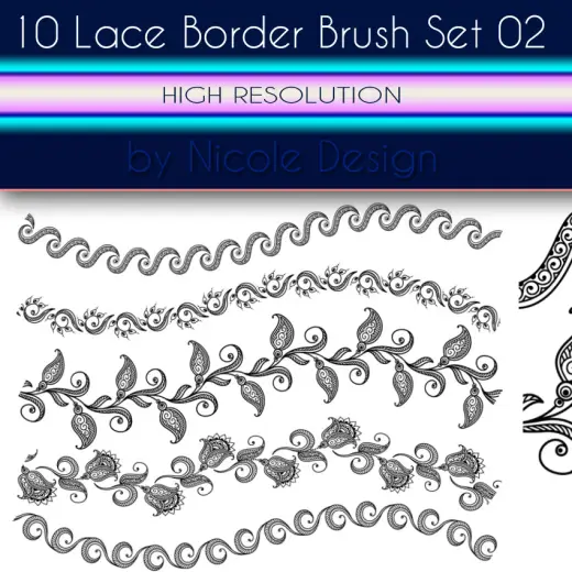 10 Lace Brushes — Procreate, Photoshop & Krita brush