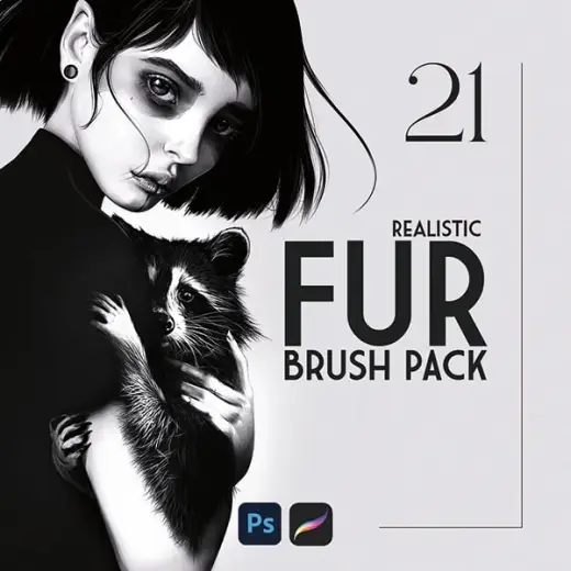 Realistic Fur Brushes — Procreate & Photoshop brush