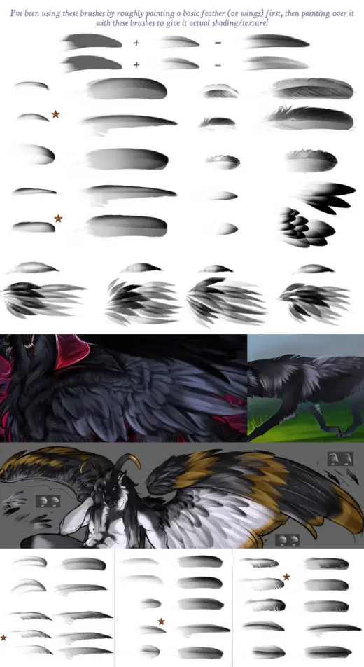 Some more feather and fur brushes! (Free, ABR) — Photoshop brush