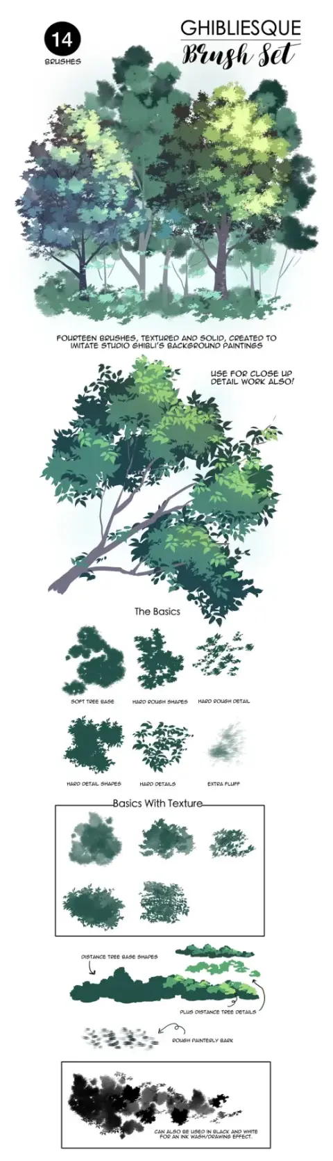 Ghibliesque Brush Set for Painting Trees in CSP — Clip Studio Paint brush