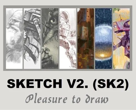 UPDATED TO INCLUDE V3 - Sketch V2. (SK2) Pleasure to draw. including colored pencils and blenders — Krita brush